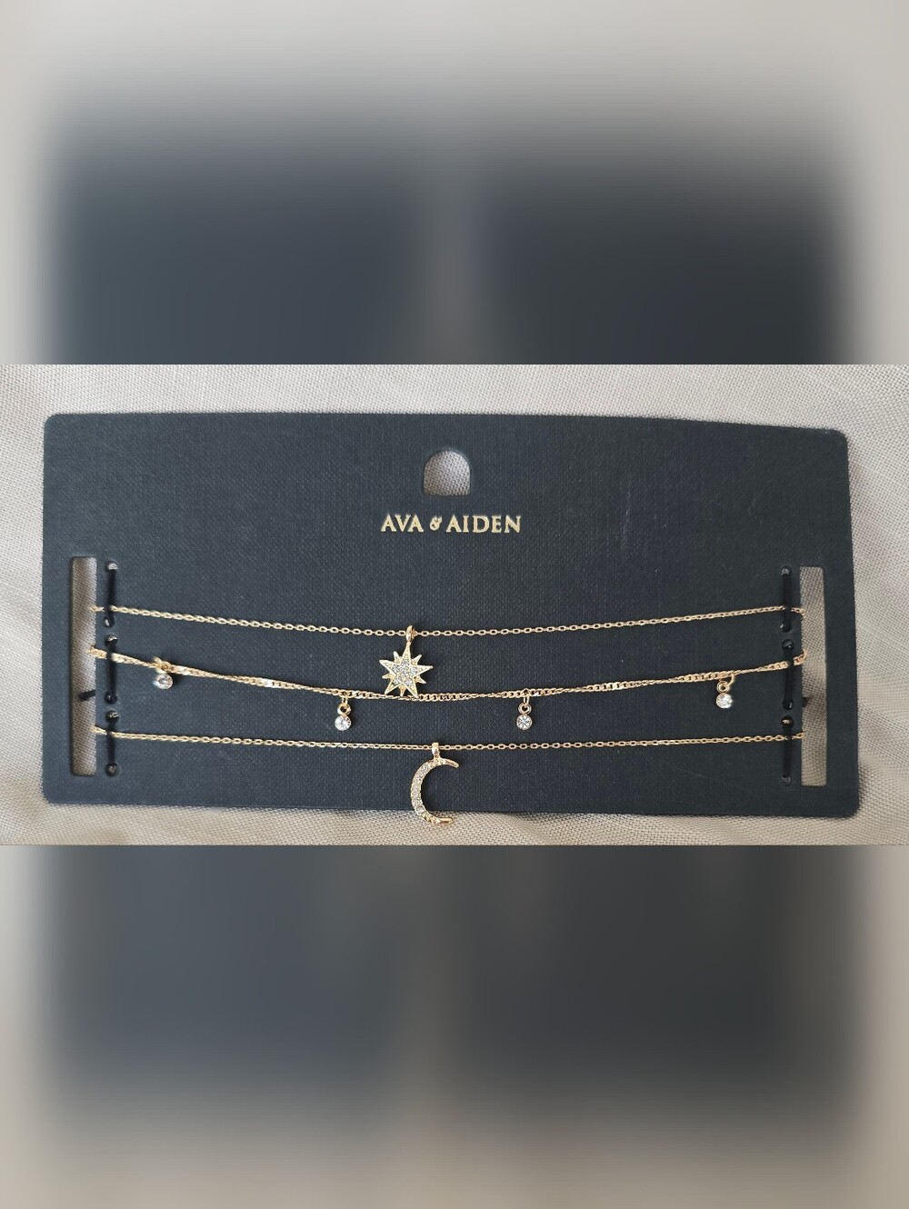 Ava & Aiden Gold Star and Crescent Layered Necklace Trio